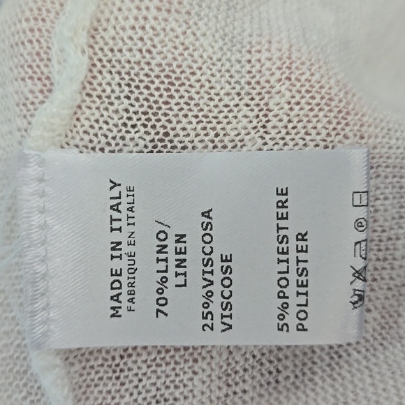 JENNIFER TATTANELLI Casini White Metallic 3/4 Sleeve Linen Sweater SZ L (46 IT) - Picture 14 of 15